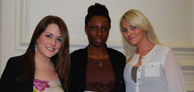 Pictured receiving Dr Henry Hutchinson Stewart Medical Scholarships were NUI Galway students (l-r) Siobhan Eccles, Ester Afolalu and Laura Coyne. 